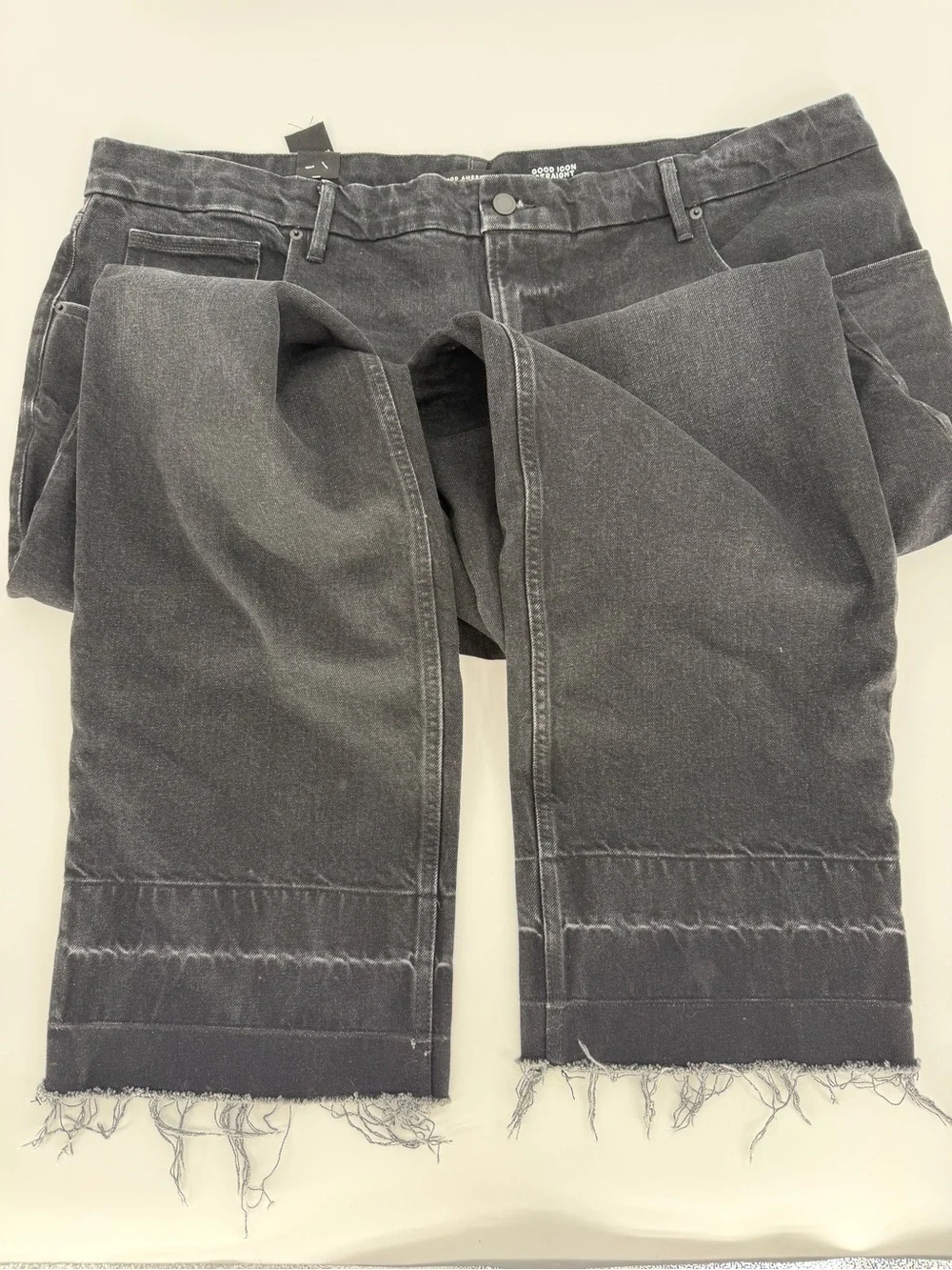 Good American Good Icon High Rise Straight Black Jeans Women's - Size 24W